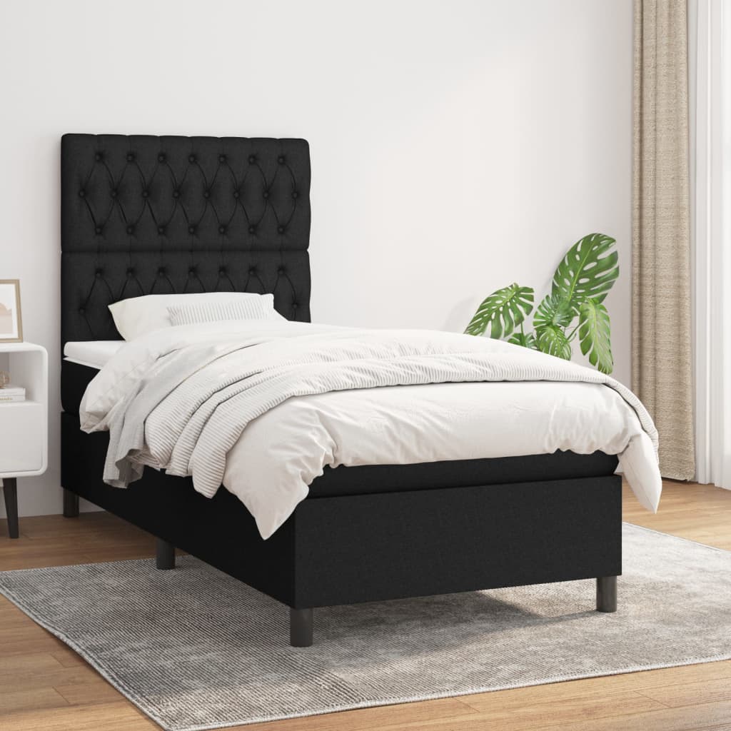 Lit À Ressorts Avec Tête De Lit Tissu