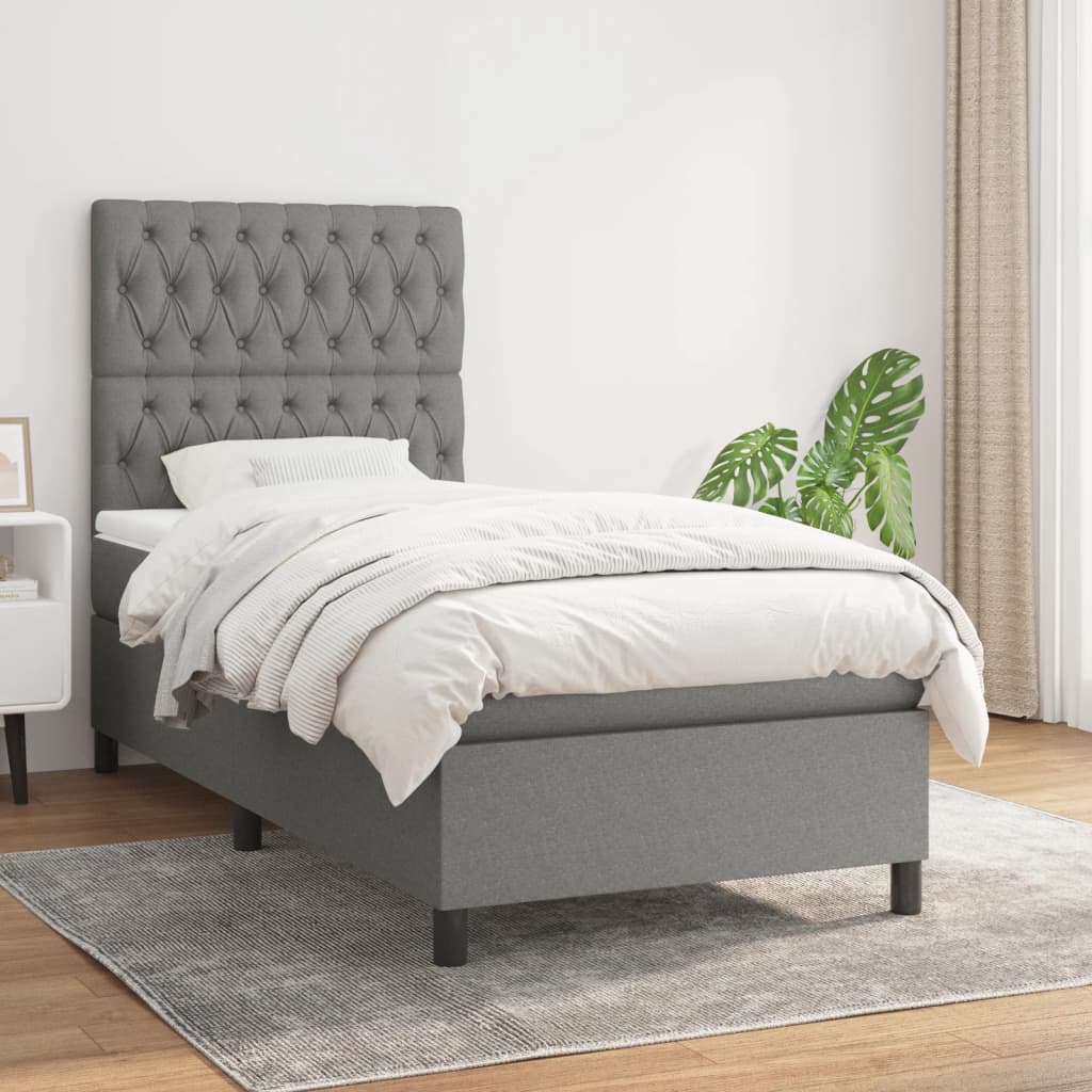 Lit À Ressorts Avec Tête De Lit Tissu