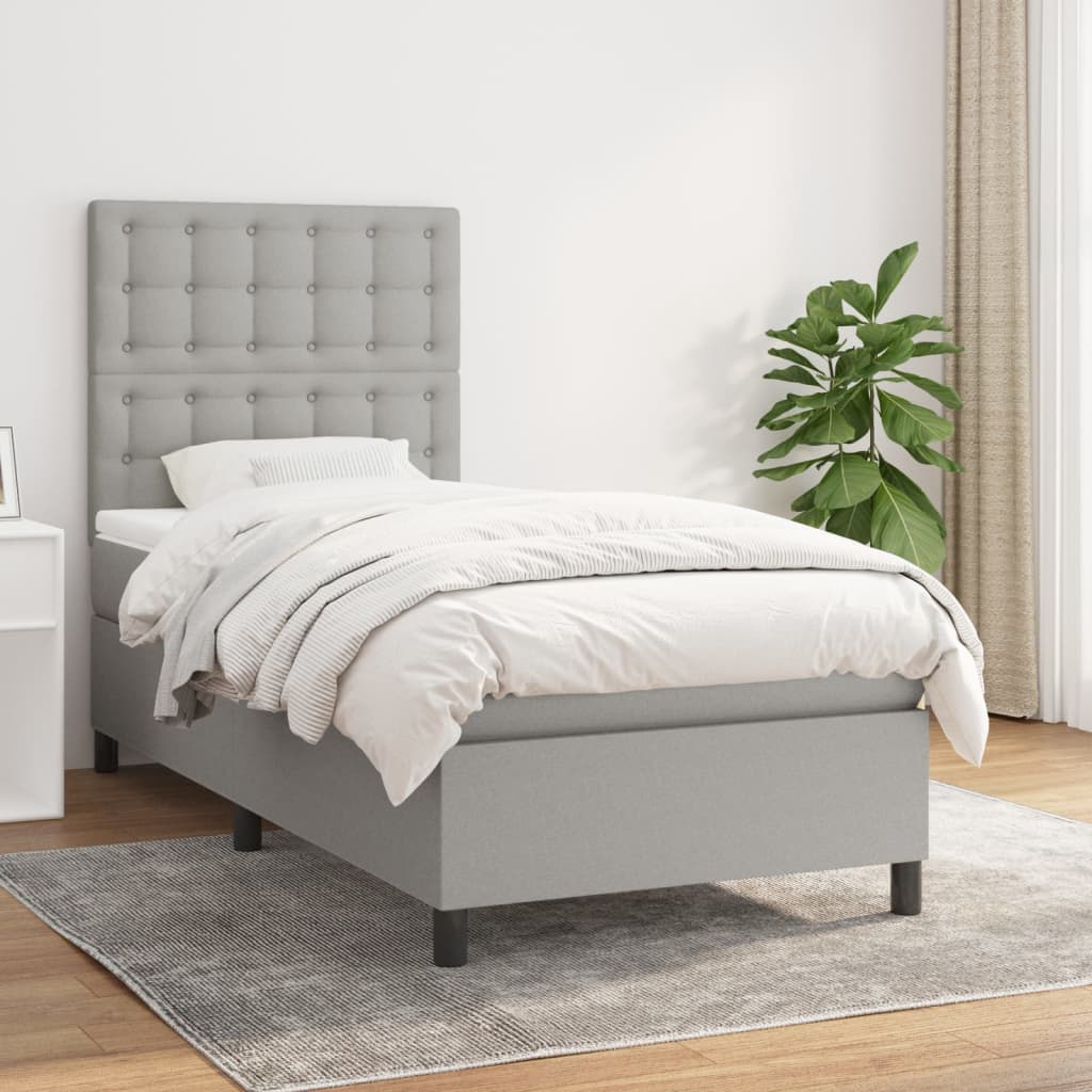 Lit À Ressorts Avec Tête De Lit Tissu