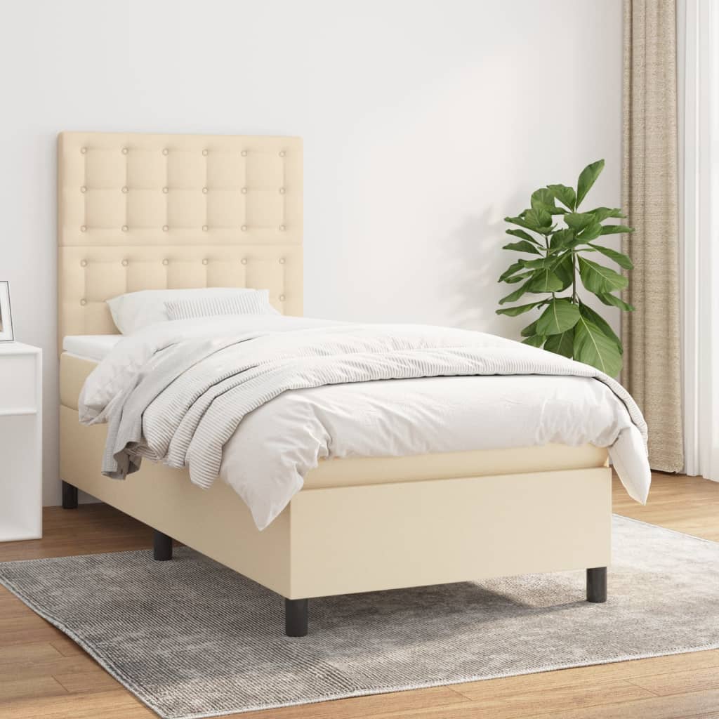 Lit À Ressorts Avec Tête De Lit Tissu