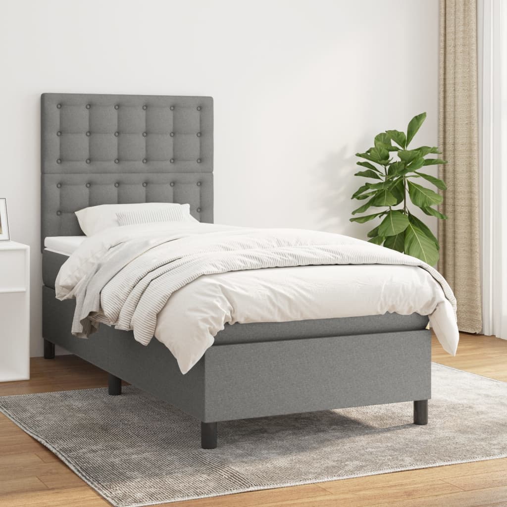Lit À Ressorts Avec Tête De Lit Tissu