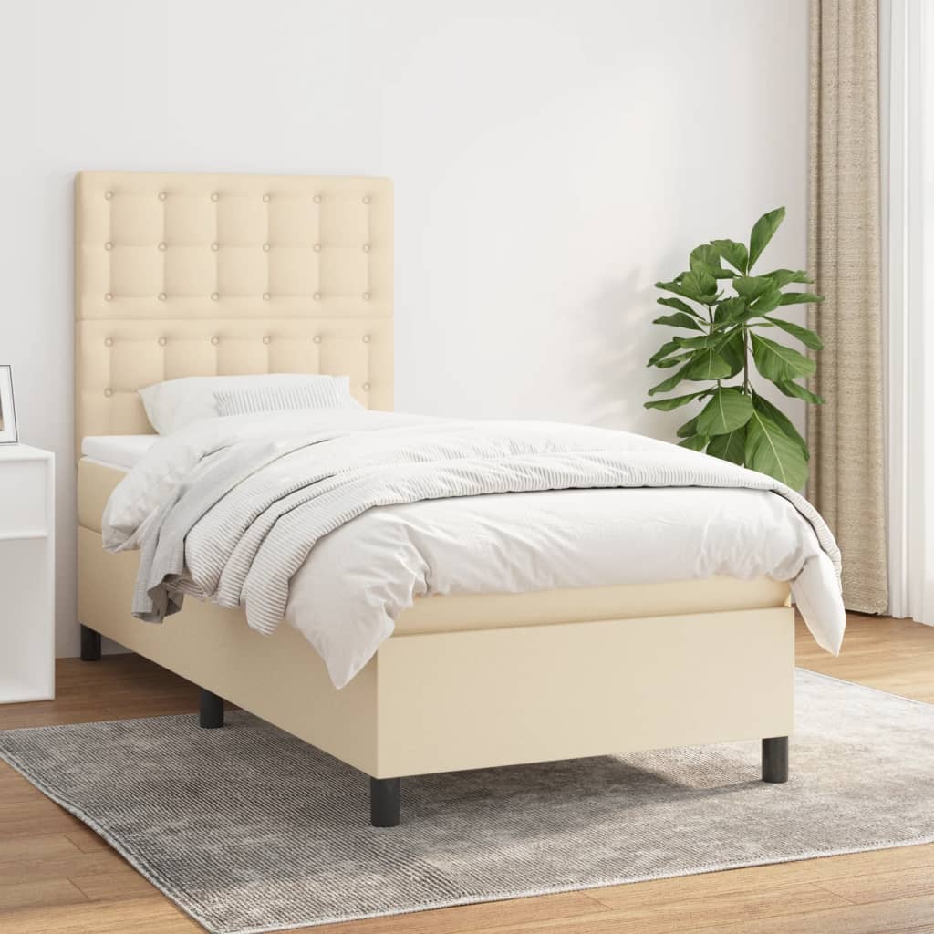 Lit À Ressorts Avec Tête De Lit Tissu