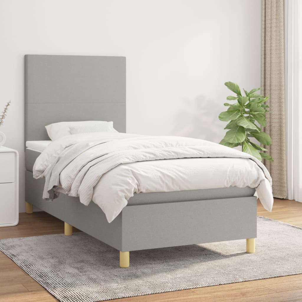 Sommier À Lattes De Lit Avec Matelas 100X200Cm Tissu