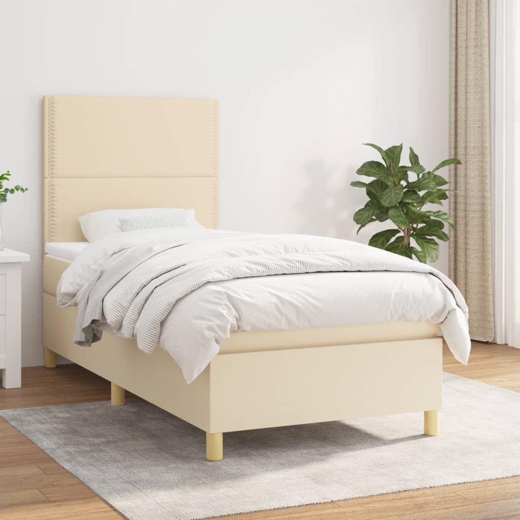 Sommier À Lattes De Lit Avec Matelas 100X200Cm Tissu