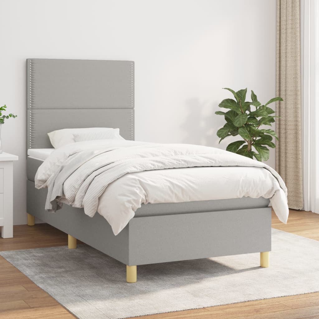 Sommier À Lattes De Lit Avec Matelas 100X200Cm Tissu