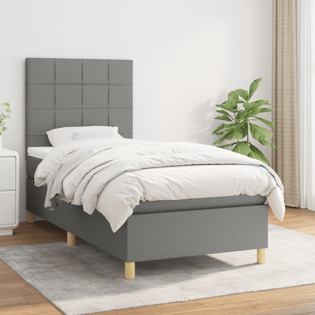 Sommier À Lattes De Lit Avec Matelas 100X200Cm Tissu