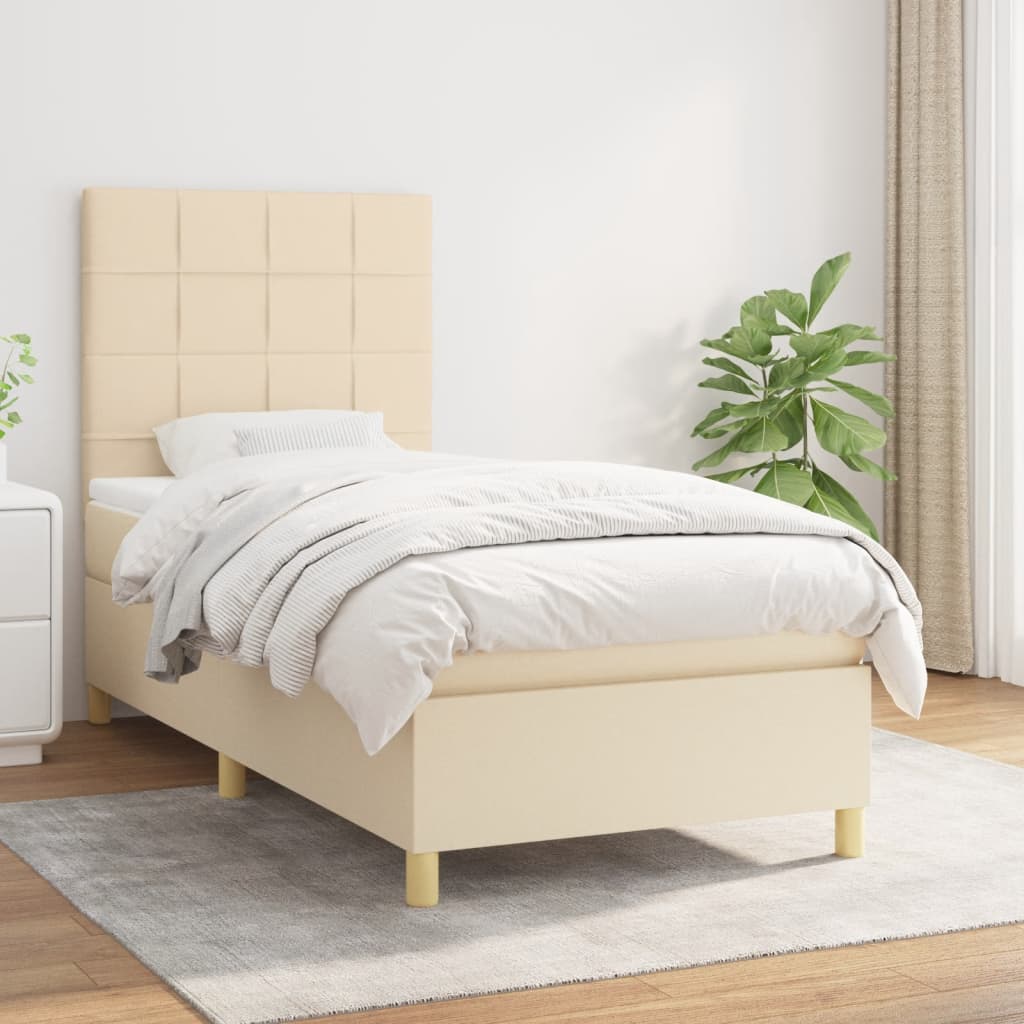 Sommier À Lattes De Lit Avec Matelas 100X200Cm Tissu