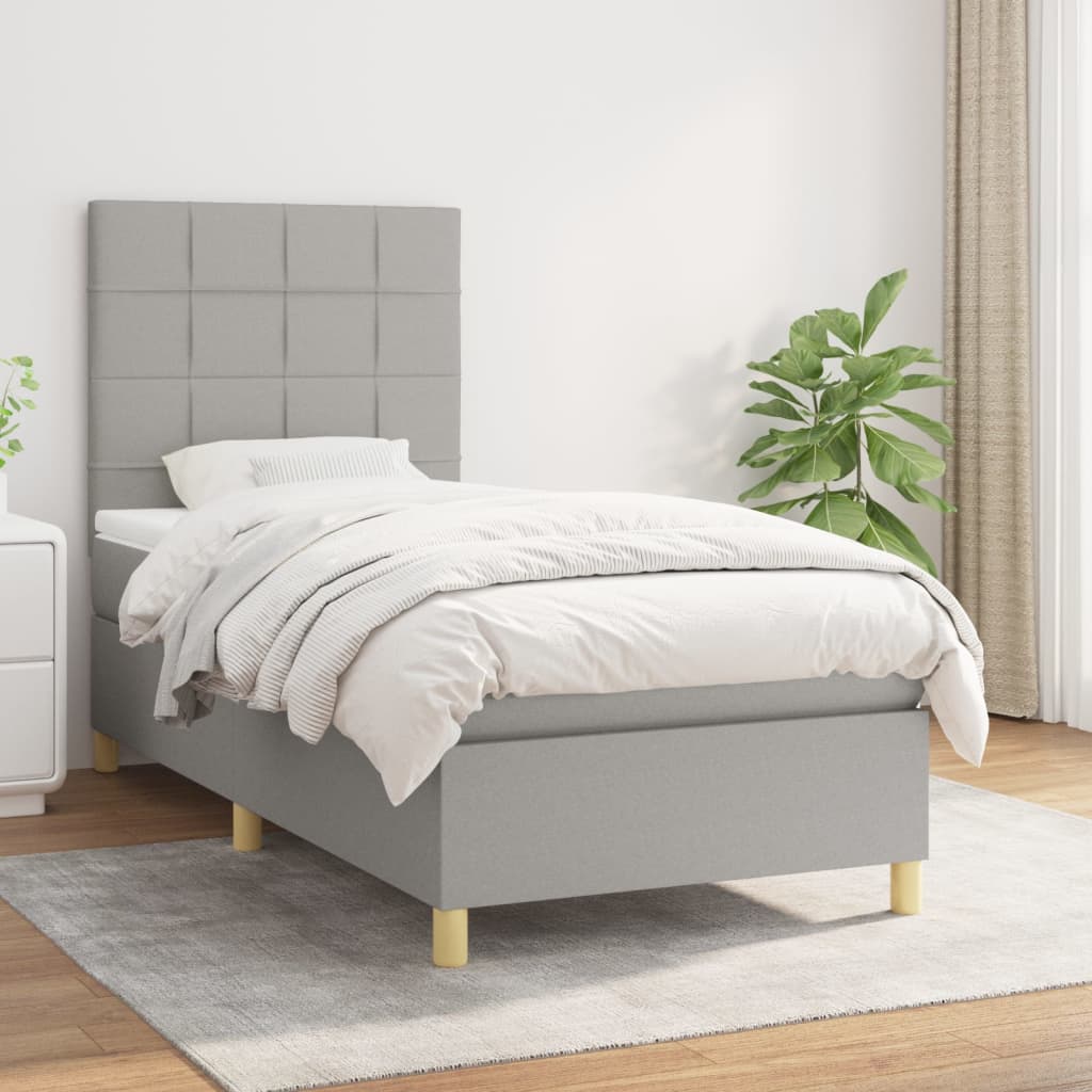 Sommier À Lattes De Lit Avec Matelas 100X200Cm Tissu