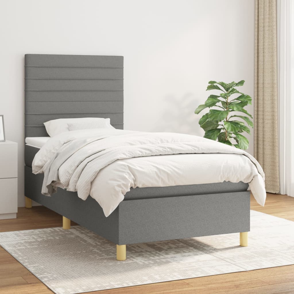 Sommier À Lattes De Lit Avec Matelas 100X200Cm Tissu