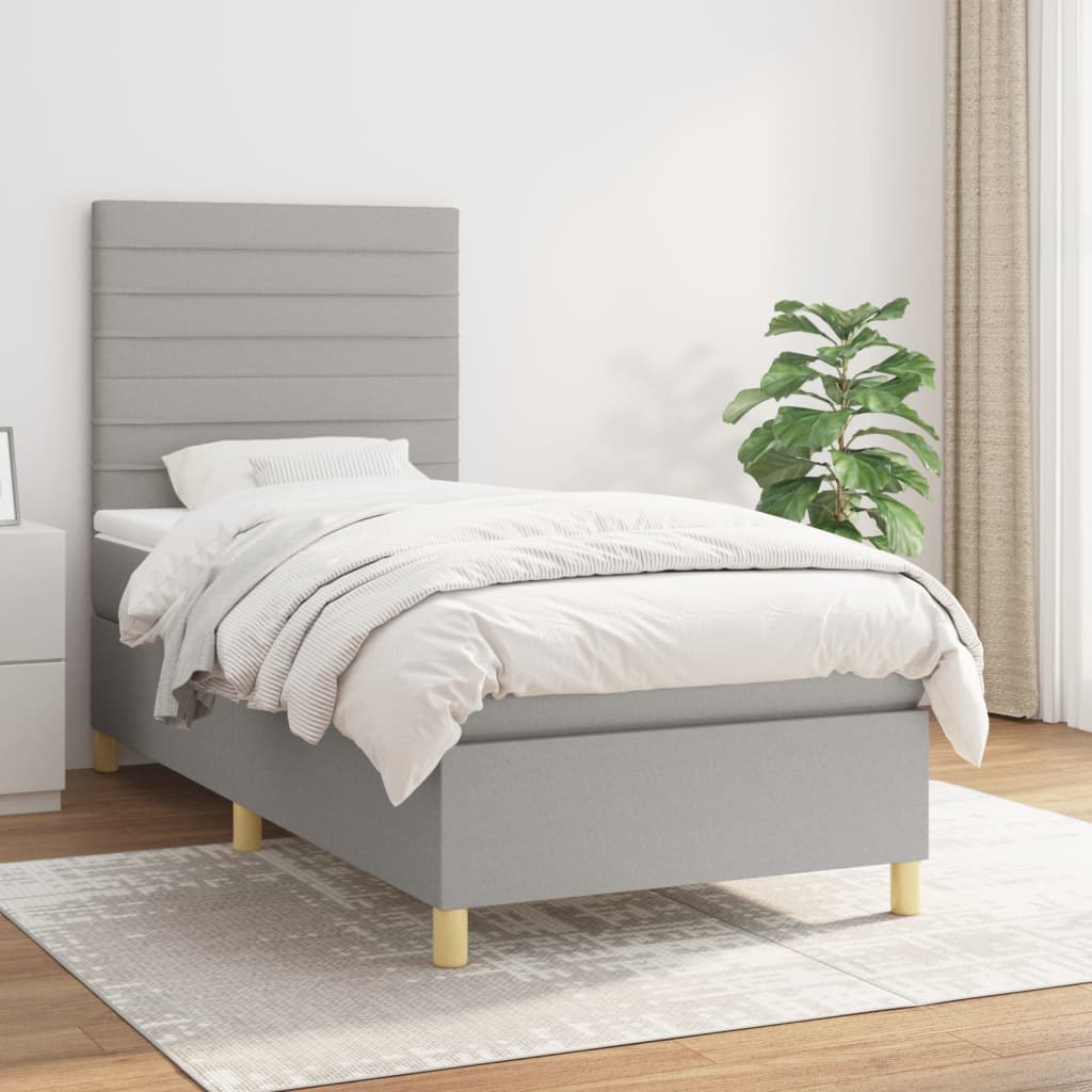 Sommier À Lattes De Lit Avec Matelas 100X200Cm Tissu