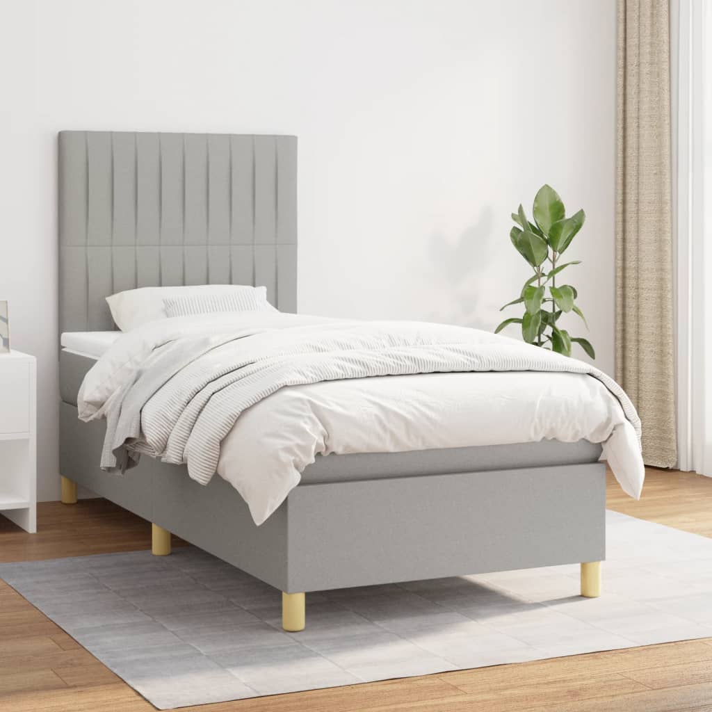Sommier À Lattes De Lit Avec Matelas 100X200Cm Tissu