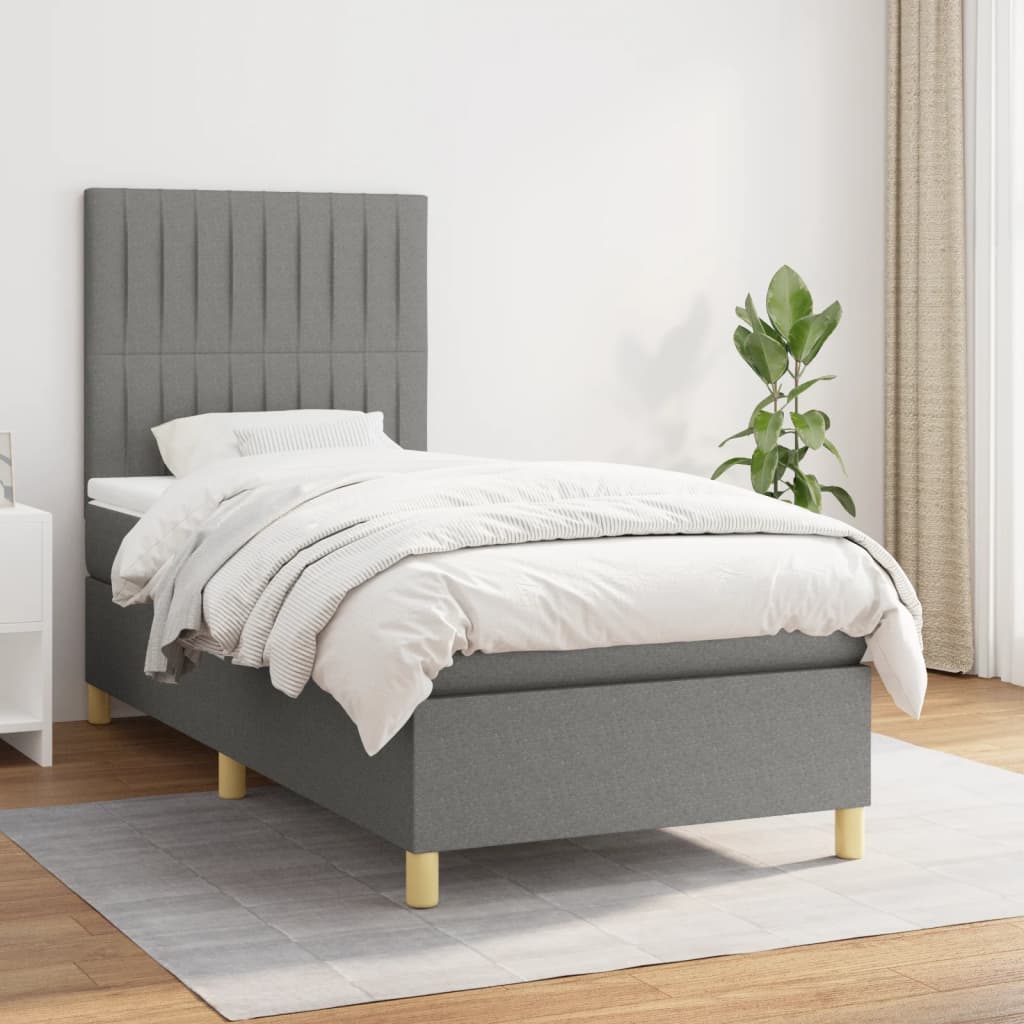 Sommier À Lattes De Lit Avec Matelas 100X200Cm Tissu