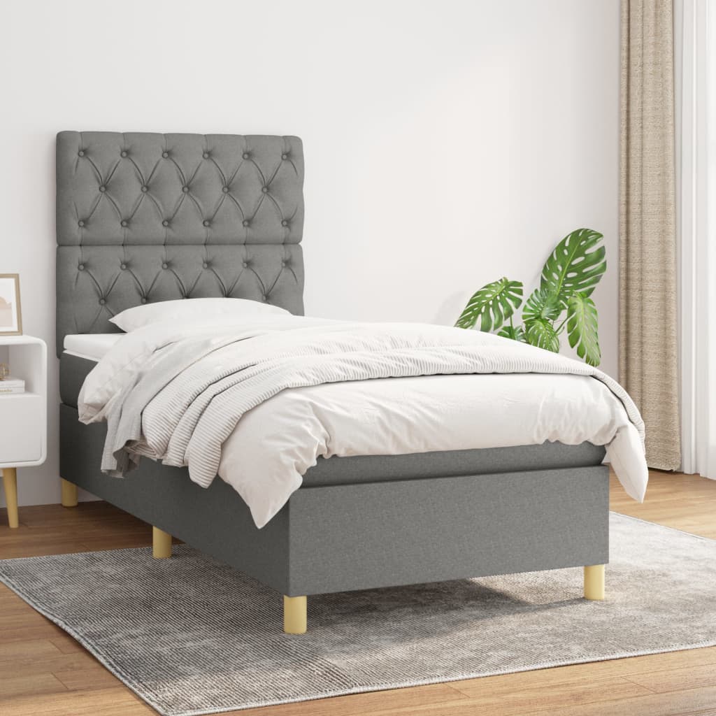 Sommier À Lattes De Lit Avec Matelas 100X200Cm Tissu