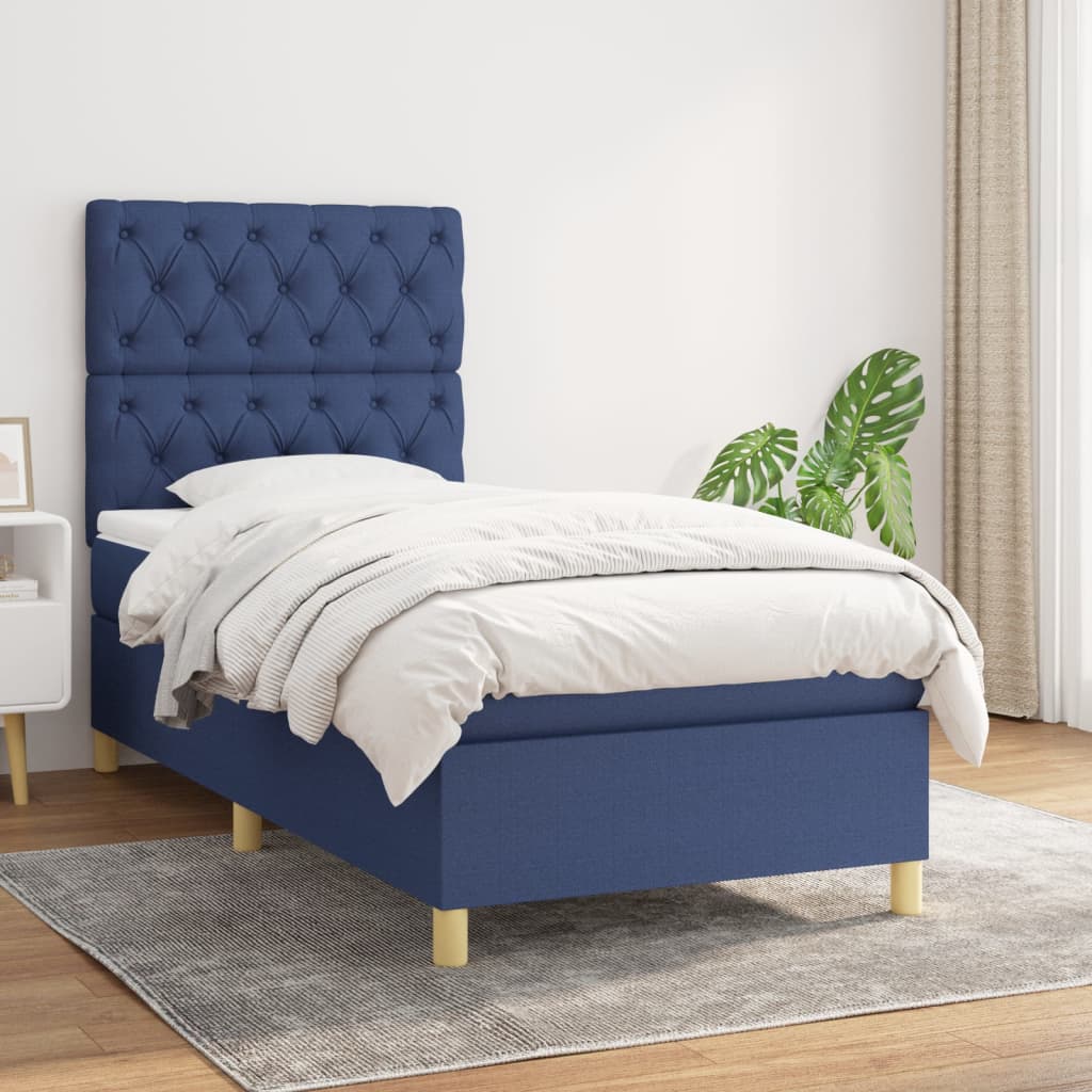 Sommier À Lattes De Lit Avec Matelas 100X200Cm Tissu