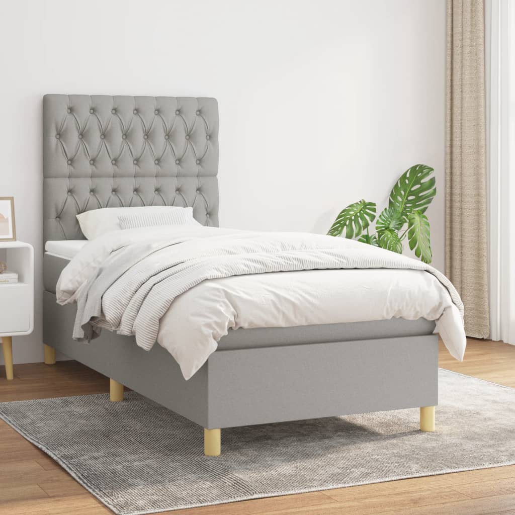 Sommier À Lattes De Lit Avec Matelas 100X200Cm Tissu