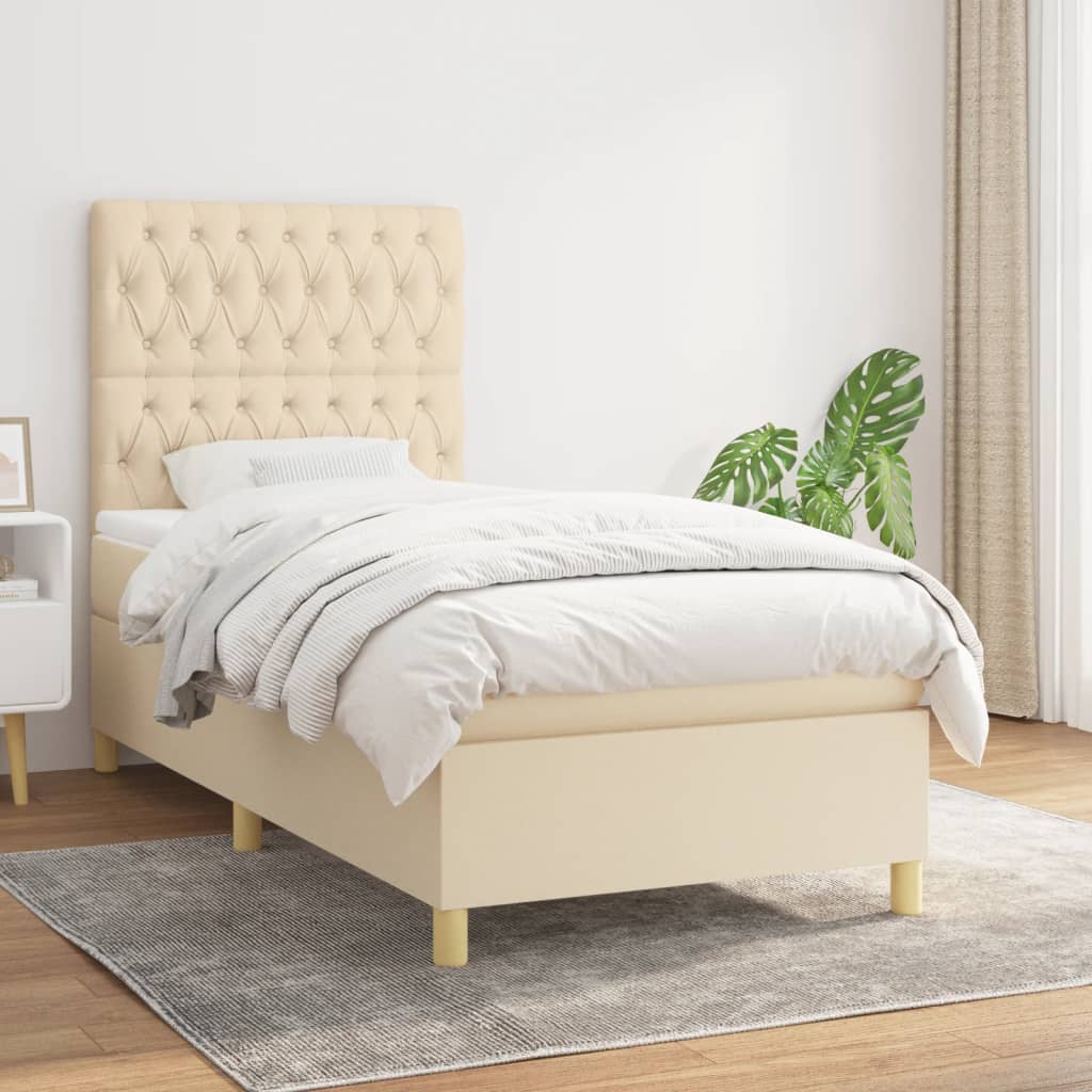 Sommier À Lattes De Lit Avec Matelas 100X200Cm Tissu