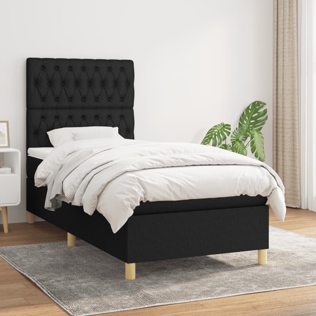 Sommier À Lattes De Lit Avec Matelas 100X200Cm Tissu