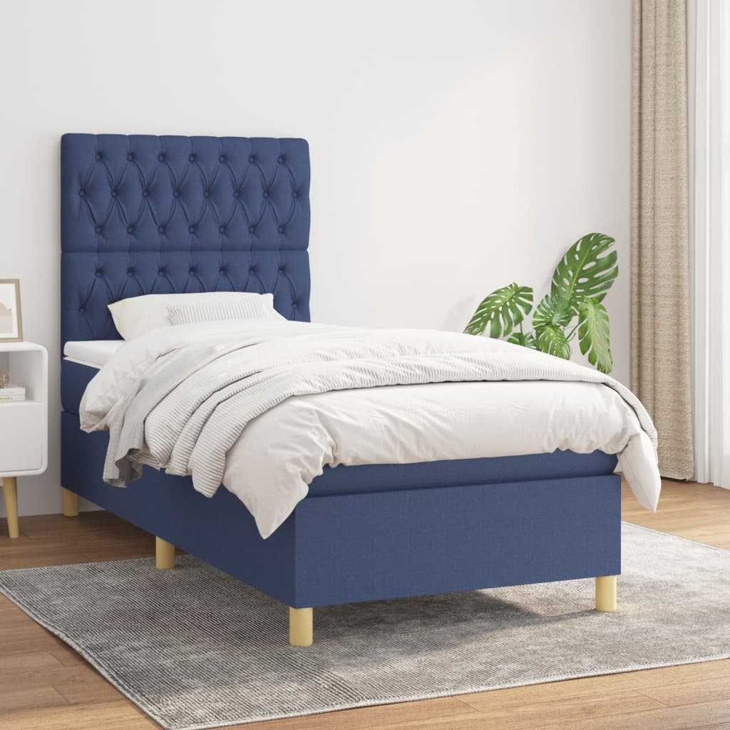 Sommier À Lattes De Lit Avec Matelas 100X200Cm Tissu