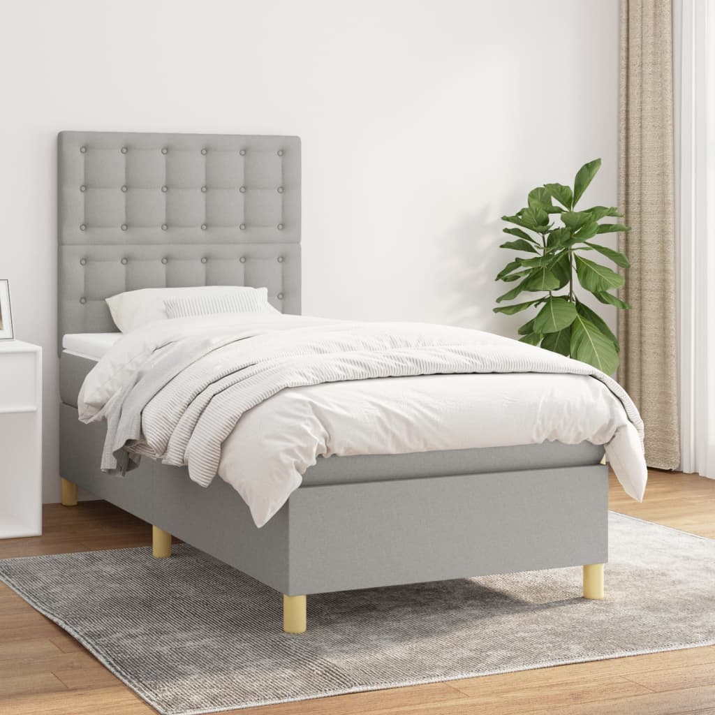Sommier À Lattes De Lit Avec Matelas 100X200Cm Tissu