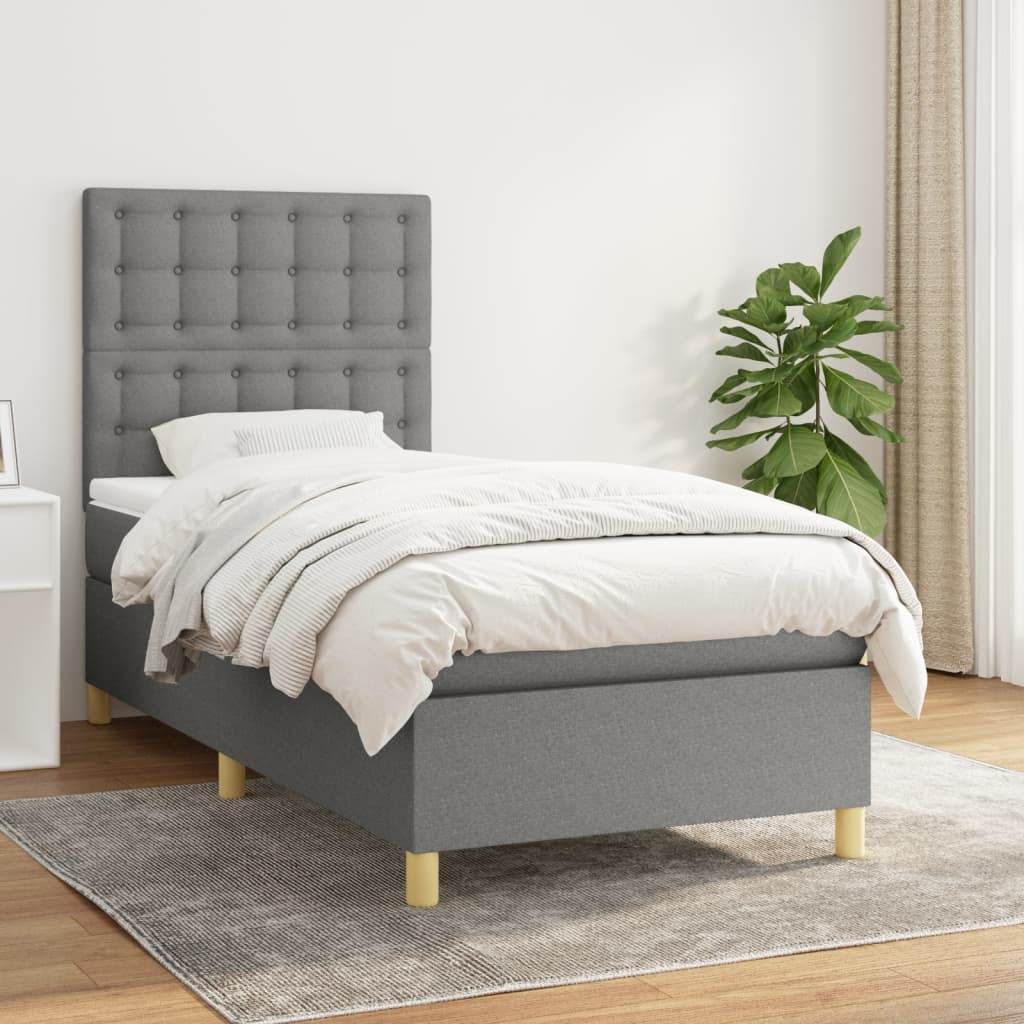 Sommier À Lattes De Lit Avec Matelas 100X200Cm Tissu