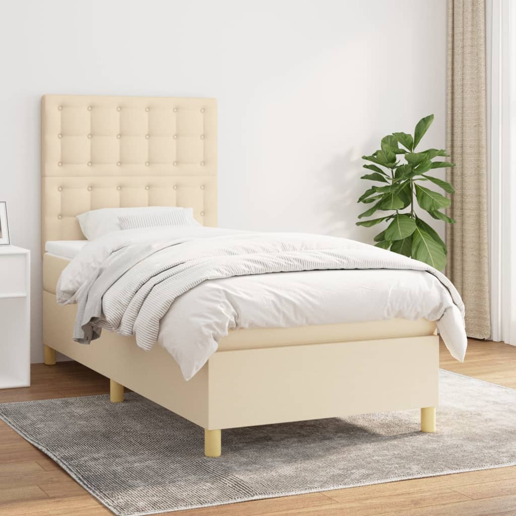 Sommier À Lattes De Lit Avec Matelas 100X200Cm Tissu