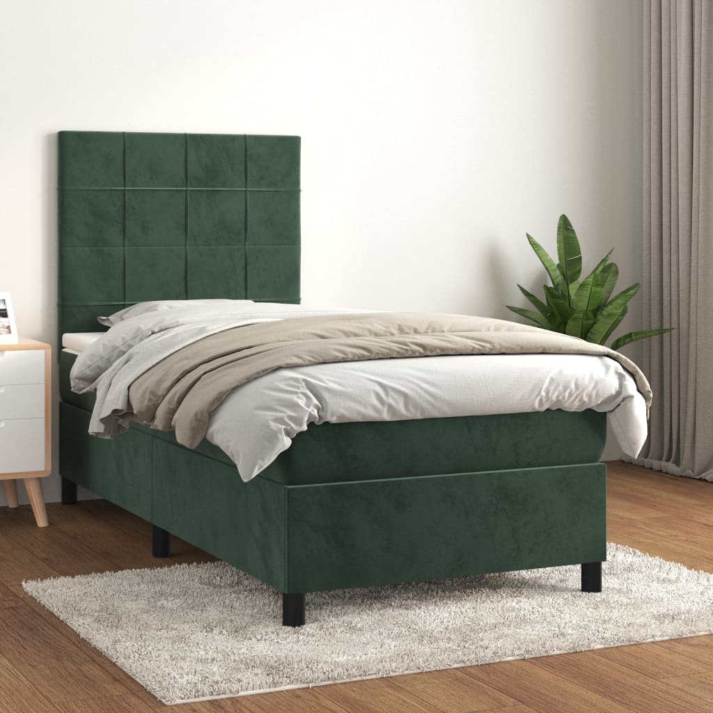 Lit À Ressorts Avec Tête De Lit Velours
