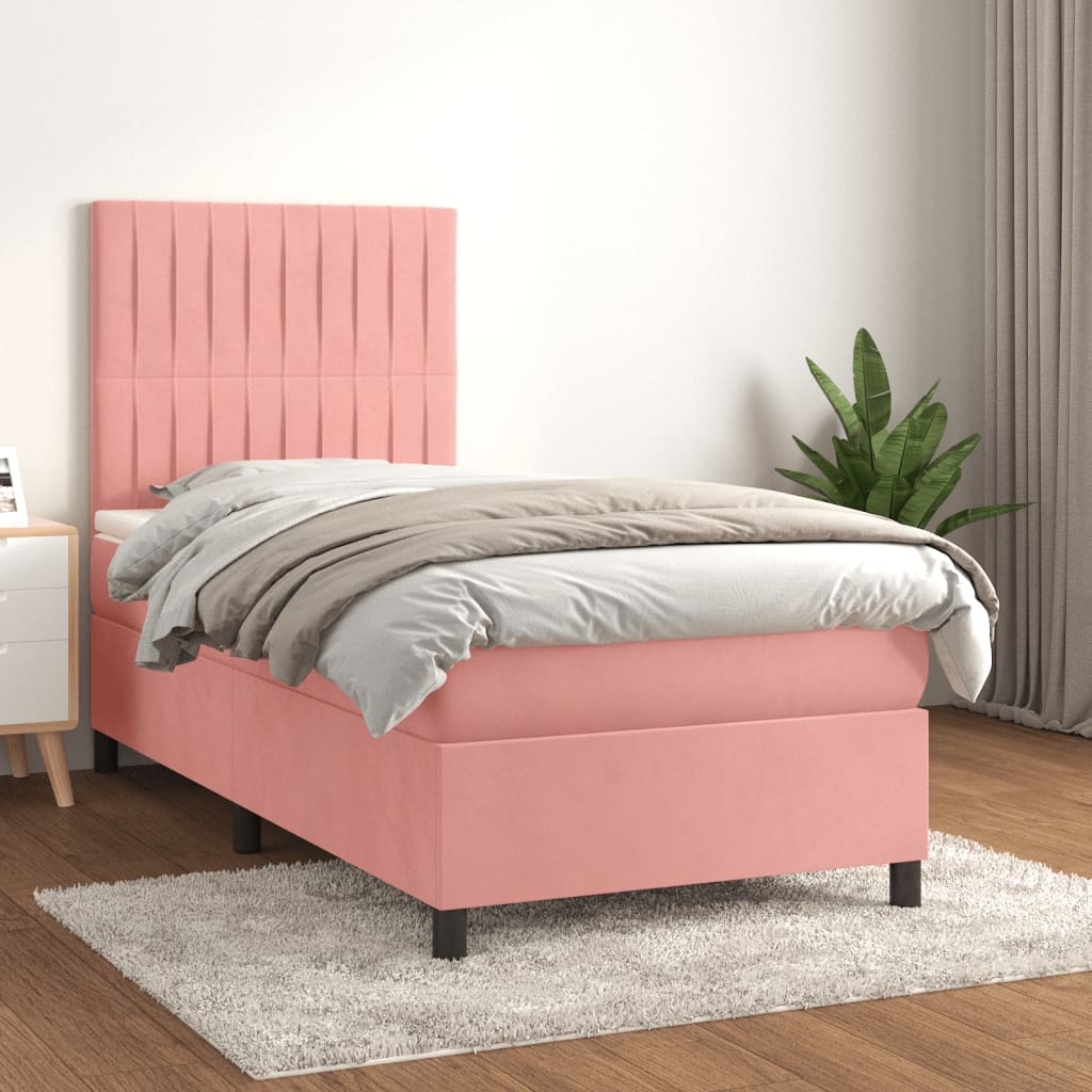 Lit À Ressorts Avec Tête De Lit Velours