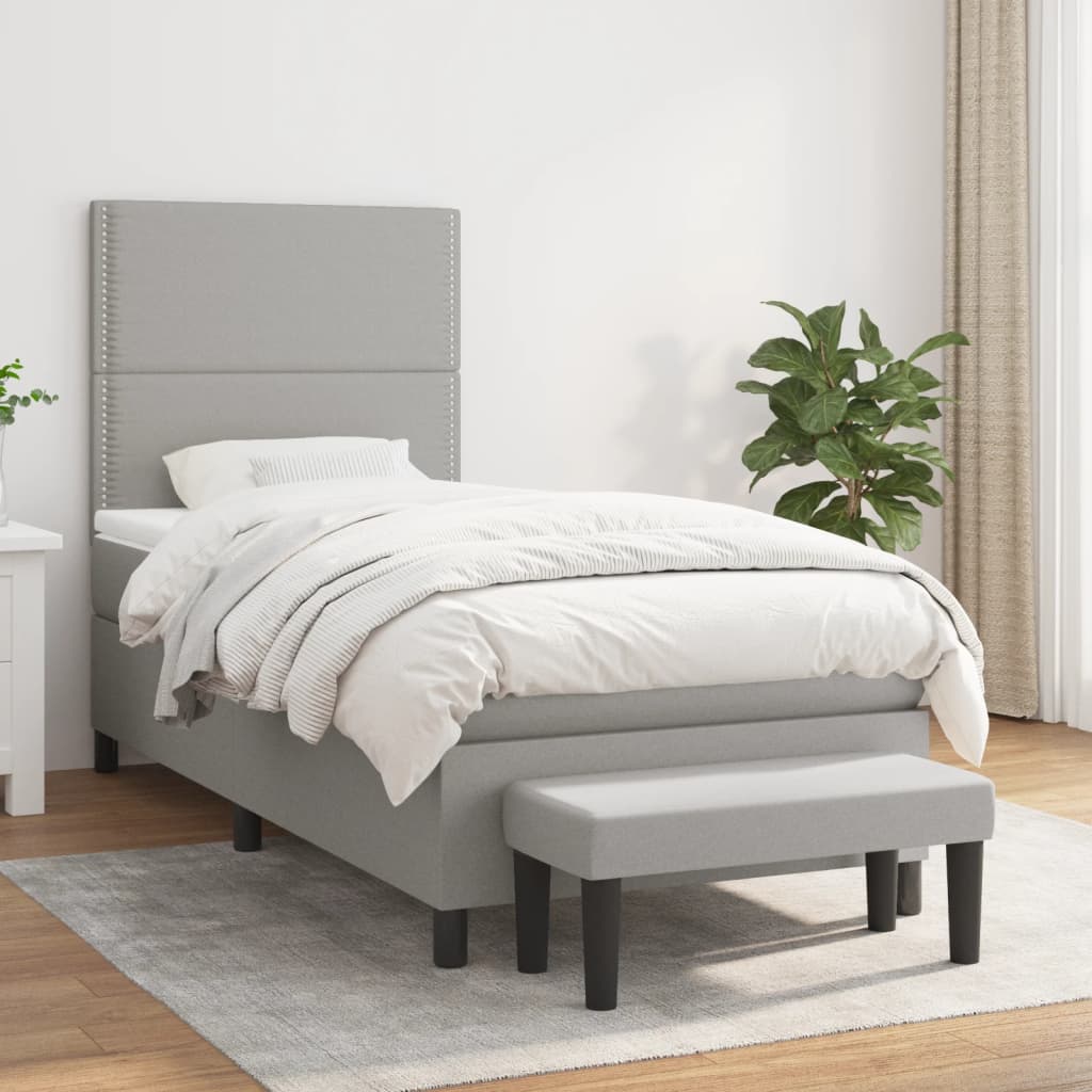 Lit À Ressorts Avec Tête De Lit Tissu