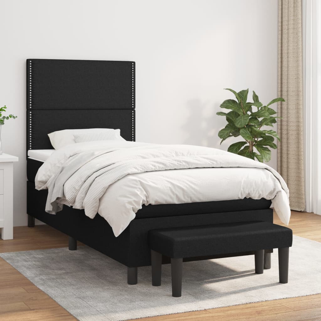 Lit À Ressorts Avec Tête De Lit Tissu