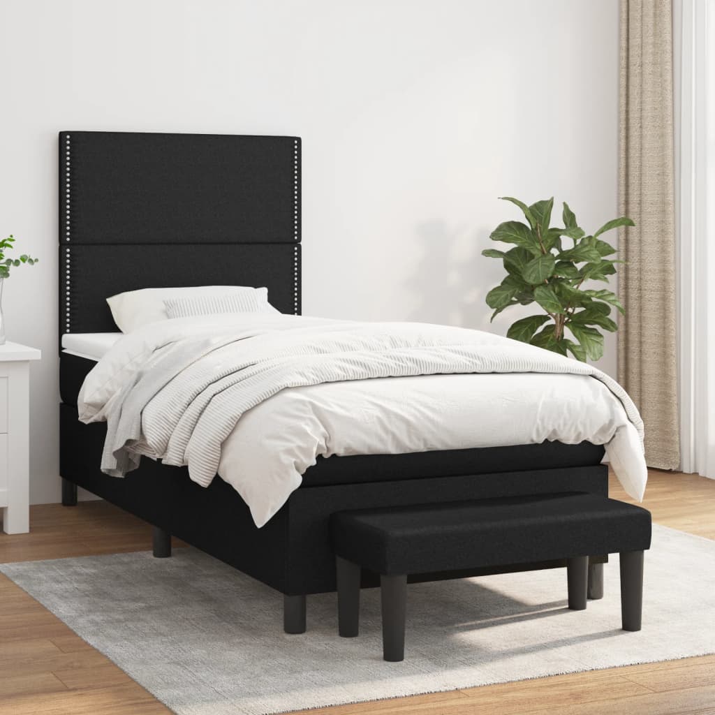 Lit À Ressorts Avec Tête De Lit Tissu