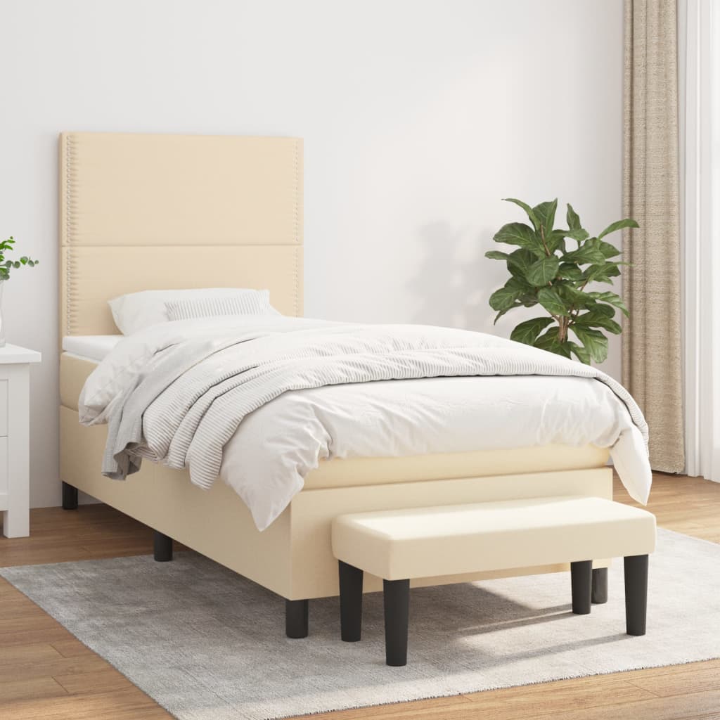 Lit À Ressorts Avec Tête De Lit Tissu