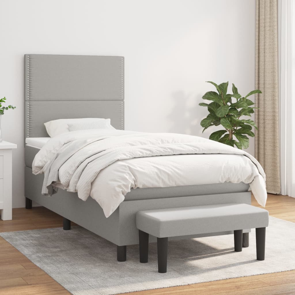 Lit À Ressorts Avec Tête De Lit Tissu