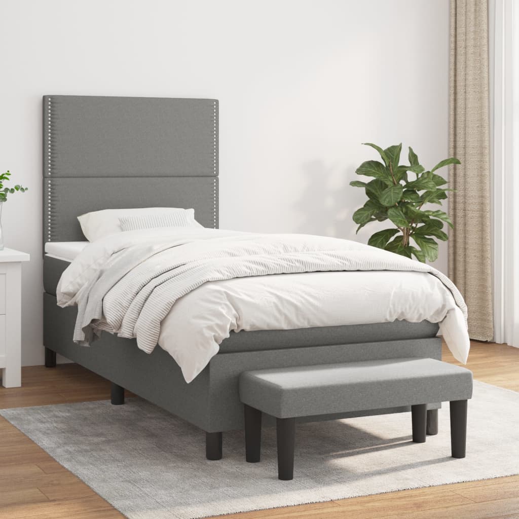 Lit À Ressorts Avec Tête De Lit Tissu