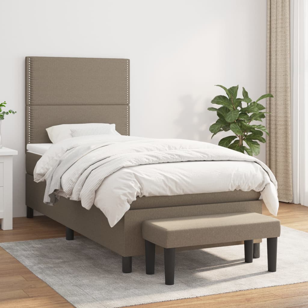 Lit À Ressorts Avec Tête De Lit Tissu
