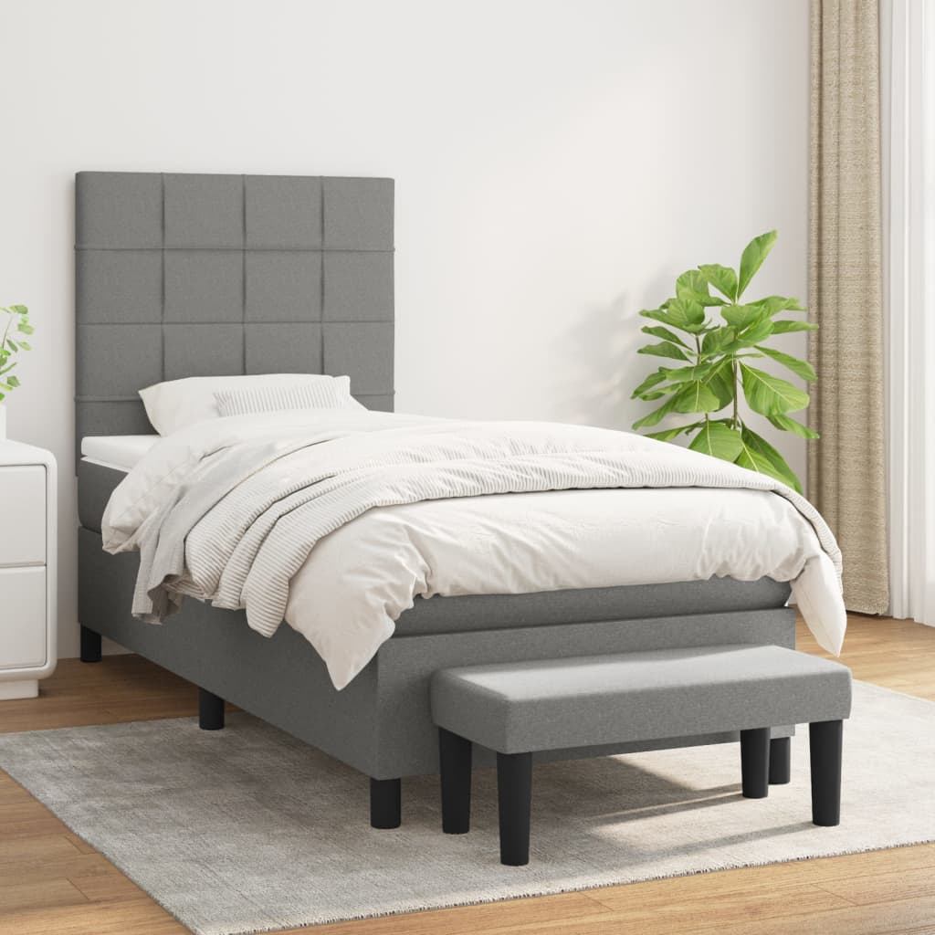 Lit À Ressorts Avec Tête De Lit Tissu