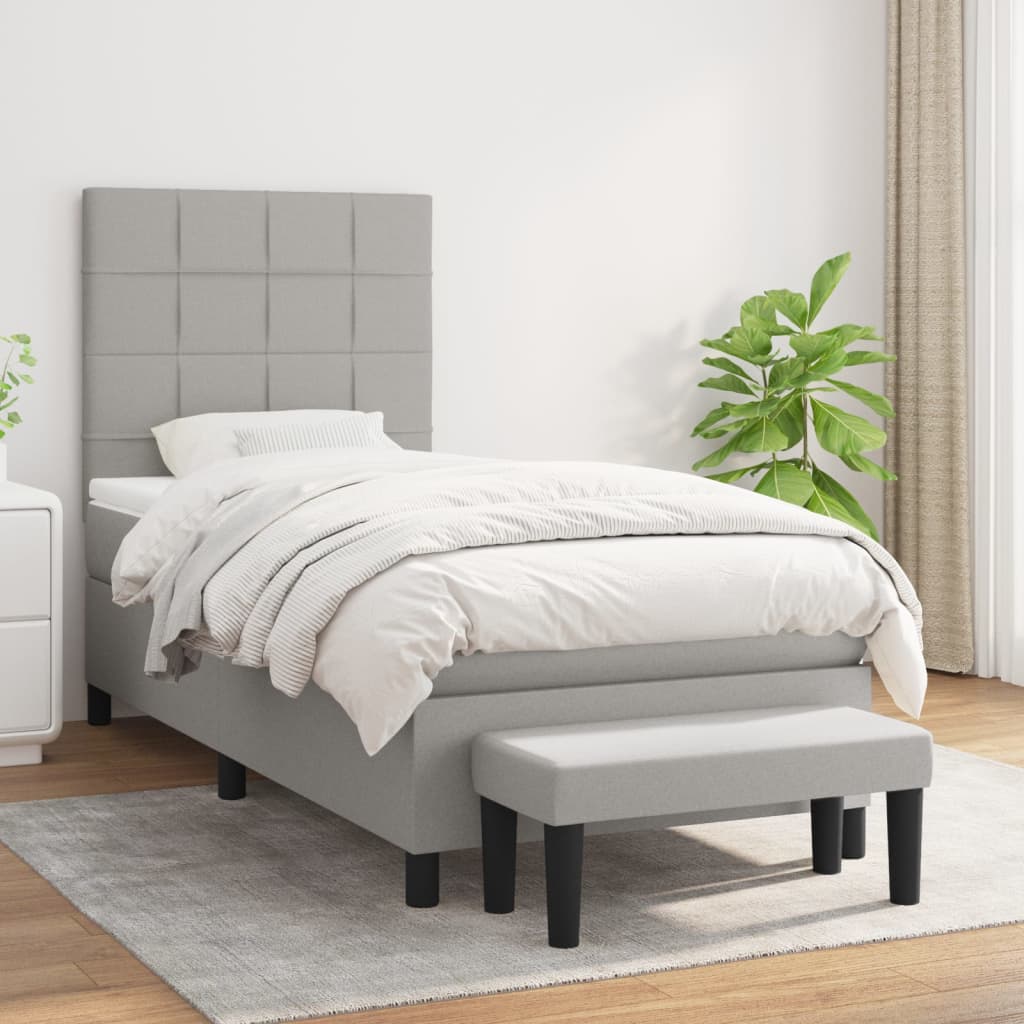 Lit À Ressorts Avec Tête De Lit Tissu