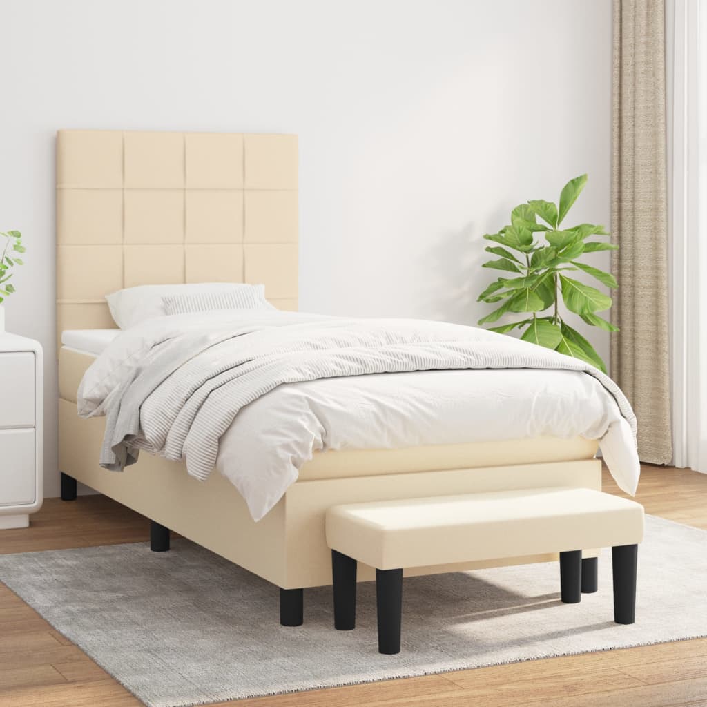 Lit À Ressorts Avec Tête De Lit Tissu