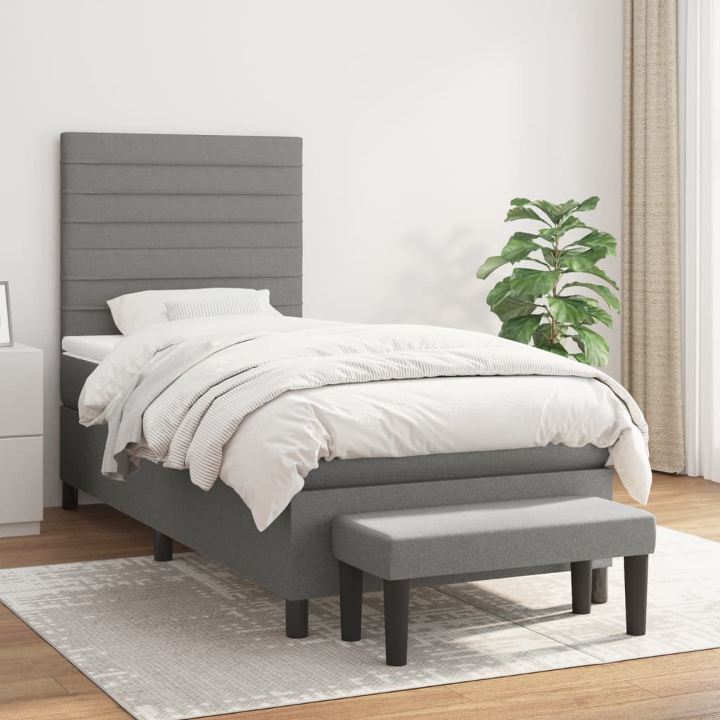 Lit À Ressorts Avec Tête De Lit Tissu