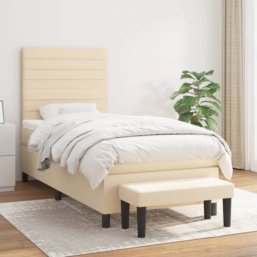 Lit À Ressorts Avec Tête De Lit Tissu