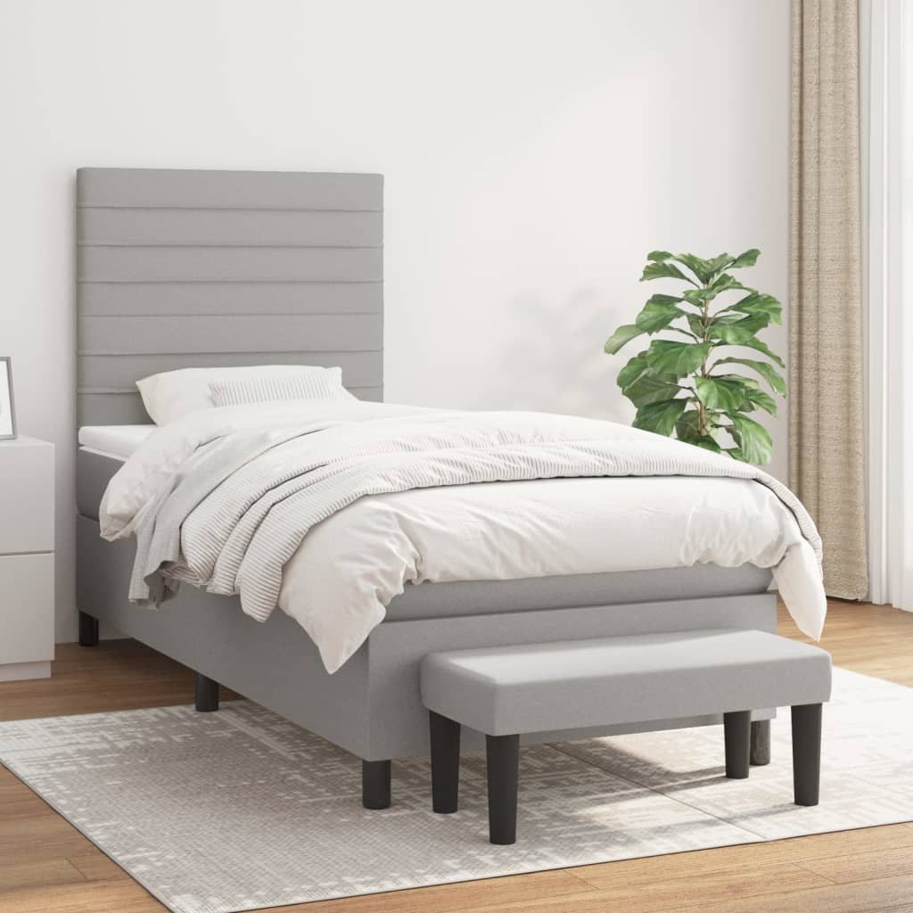 Lit À Ressorts Avec Tête De Lit Tissu