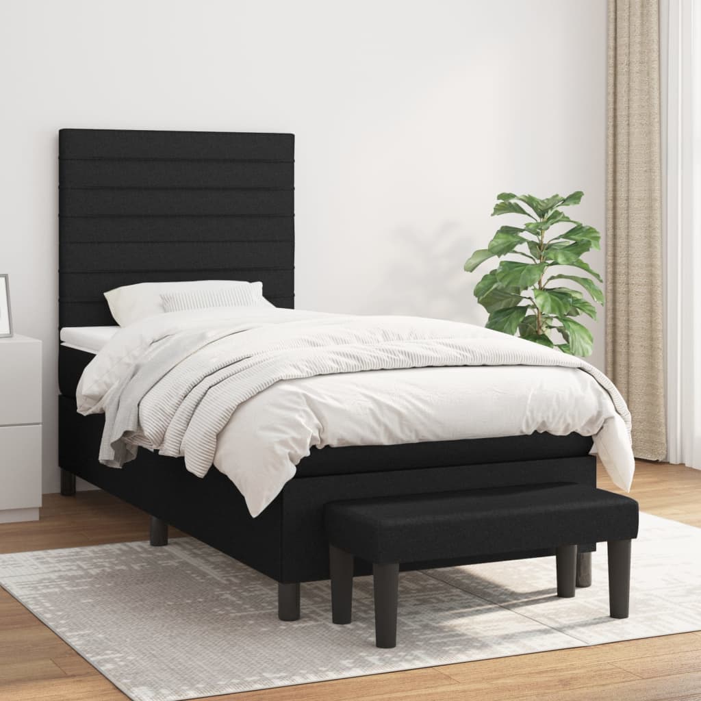 Lit À Ressorts Avec Tête De Lit Tissu