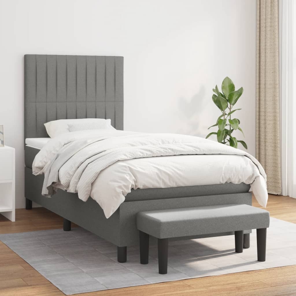 Lit À Ressorts Avec Tête De Lit Tissu