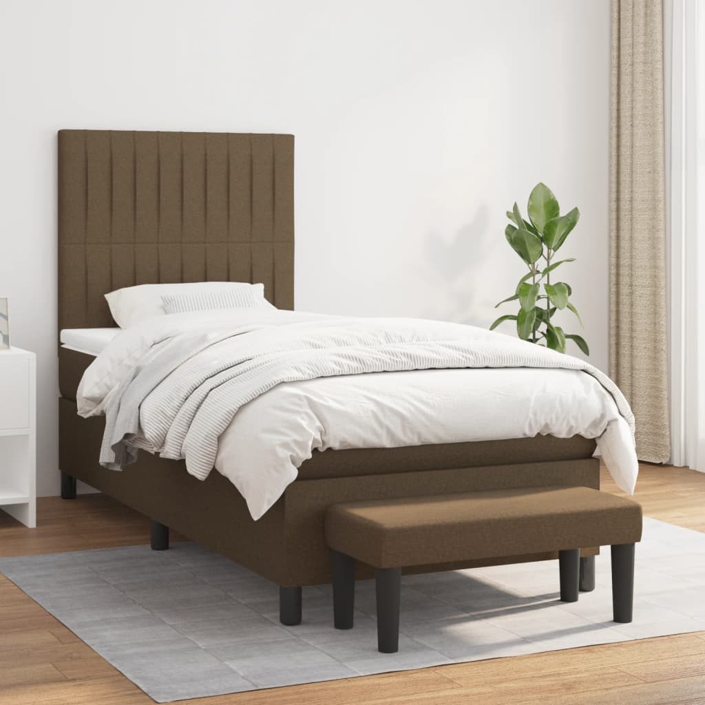 Lit À Ressorts Avec Tête De Lit Tissu