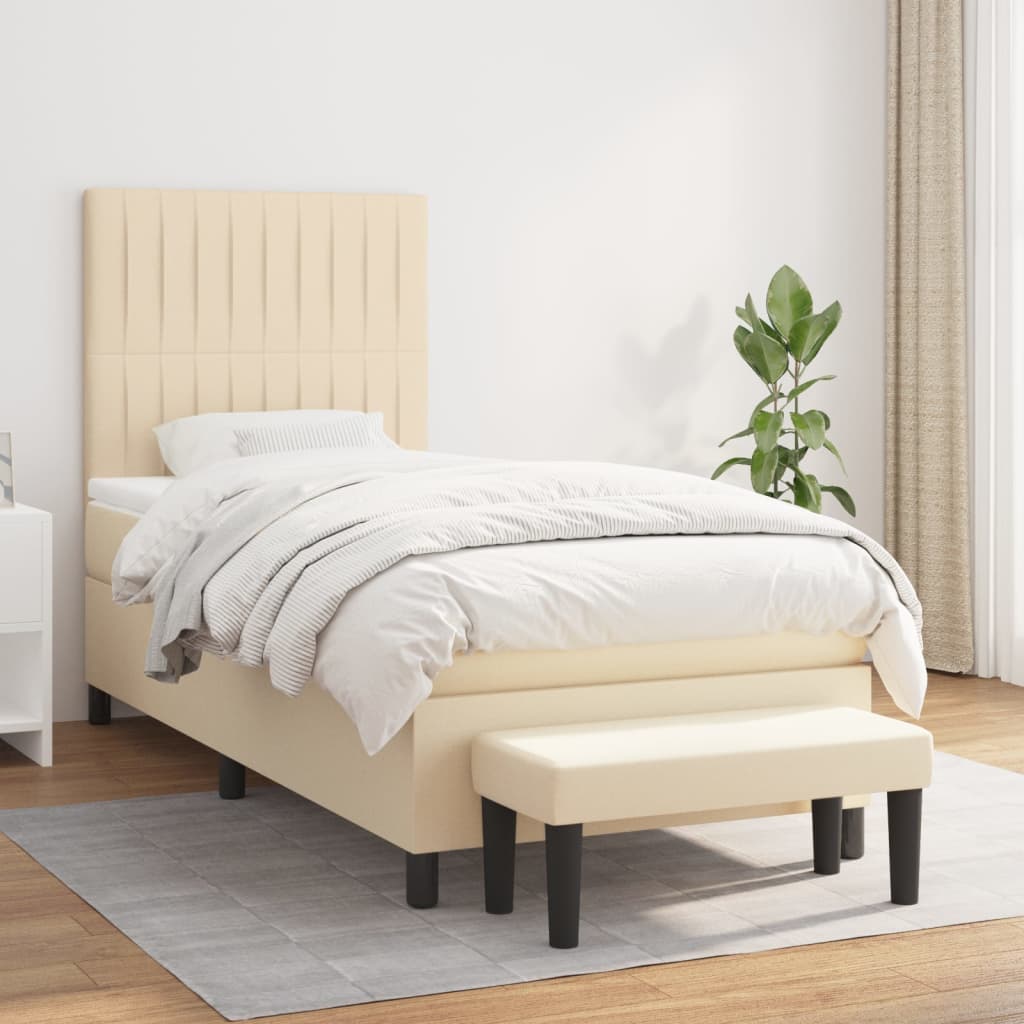 Lit À Ressorts Avec Tête De Lit Tissu