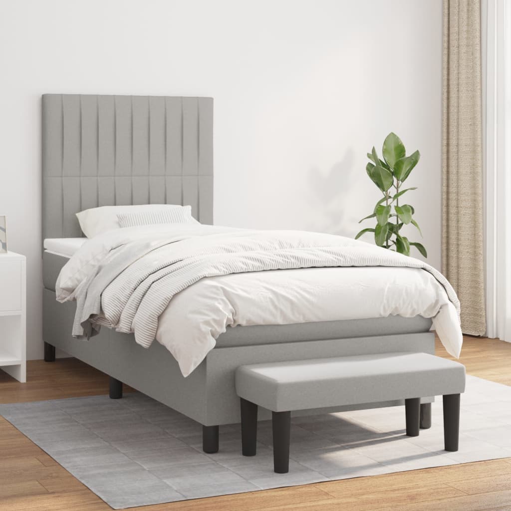 Lit À Ressorts Avec Tête De Lit Tissu