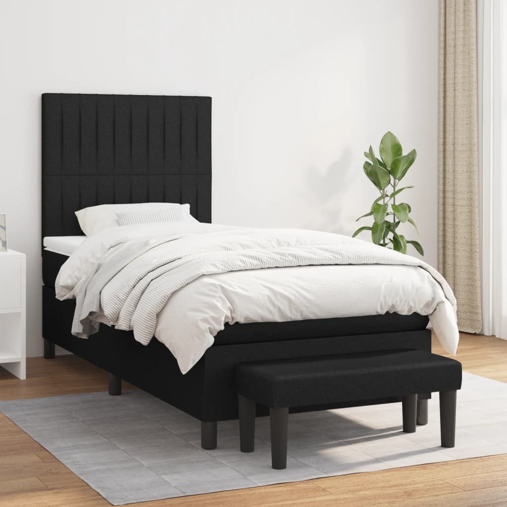 Lit À Ressorts Avec Tête De Lit Tissu