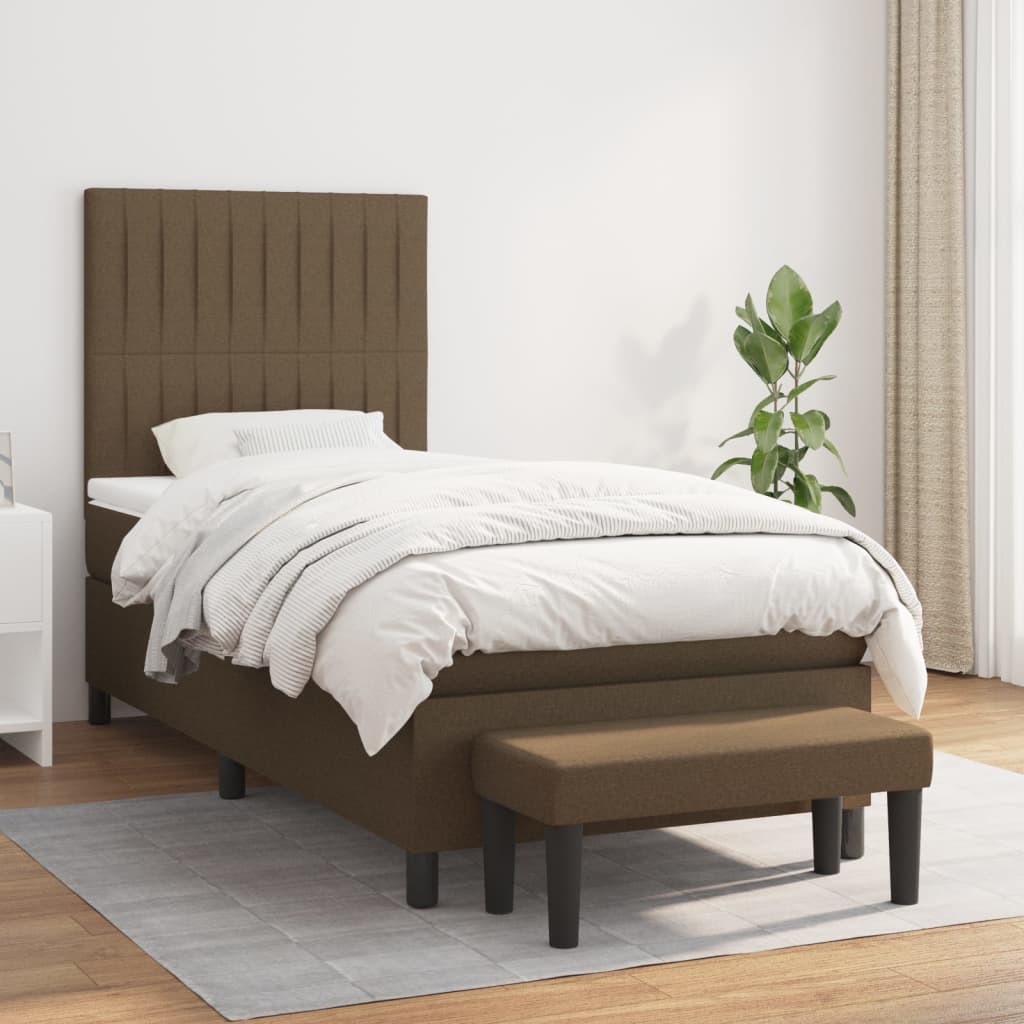 Lit À Ressorts Avec Tête De Lit Tissu