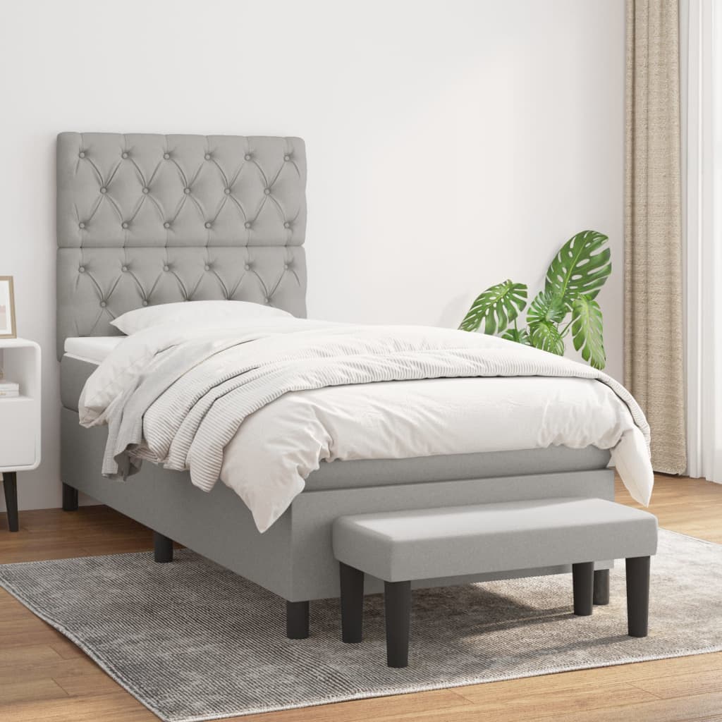 Lit À Ressorts Avec Tête De Lit Tissu