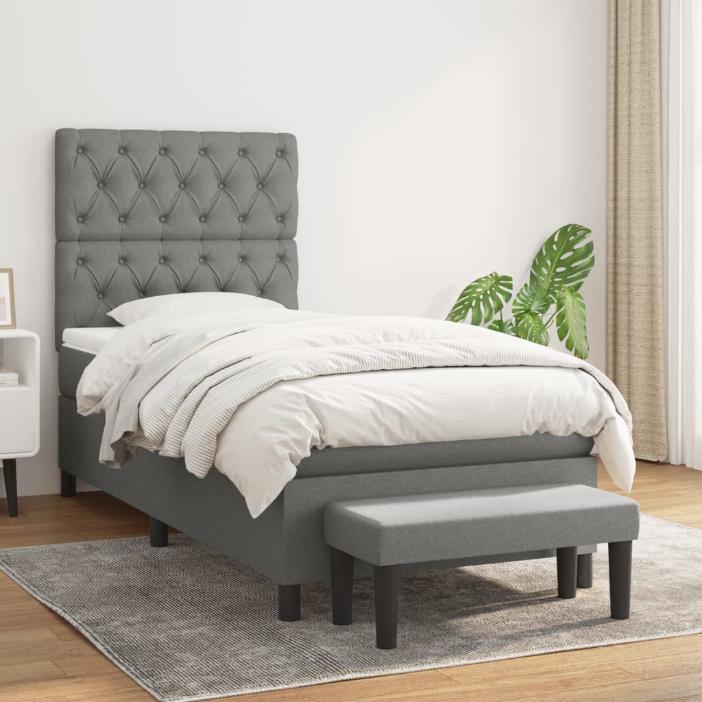 Lit À Ressorts Avec Tête De Lit Tissu