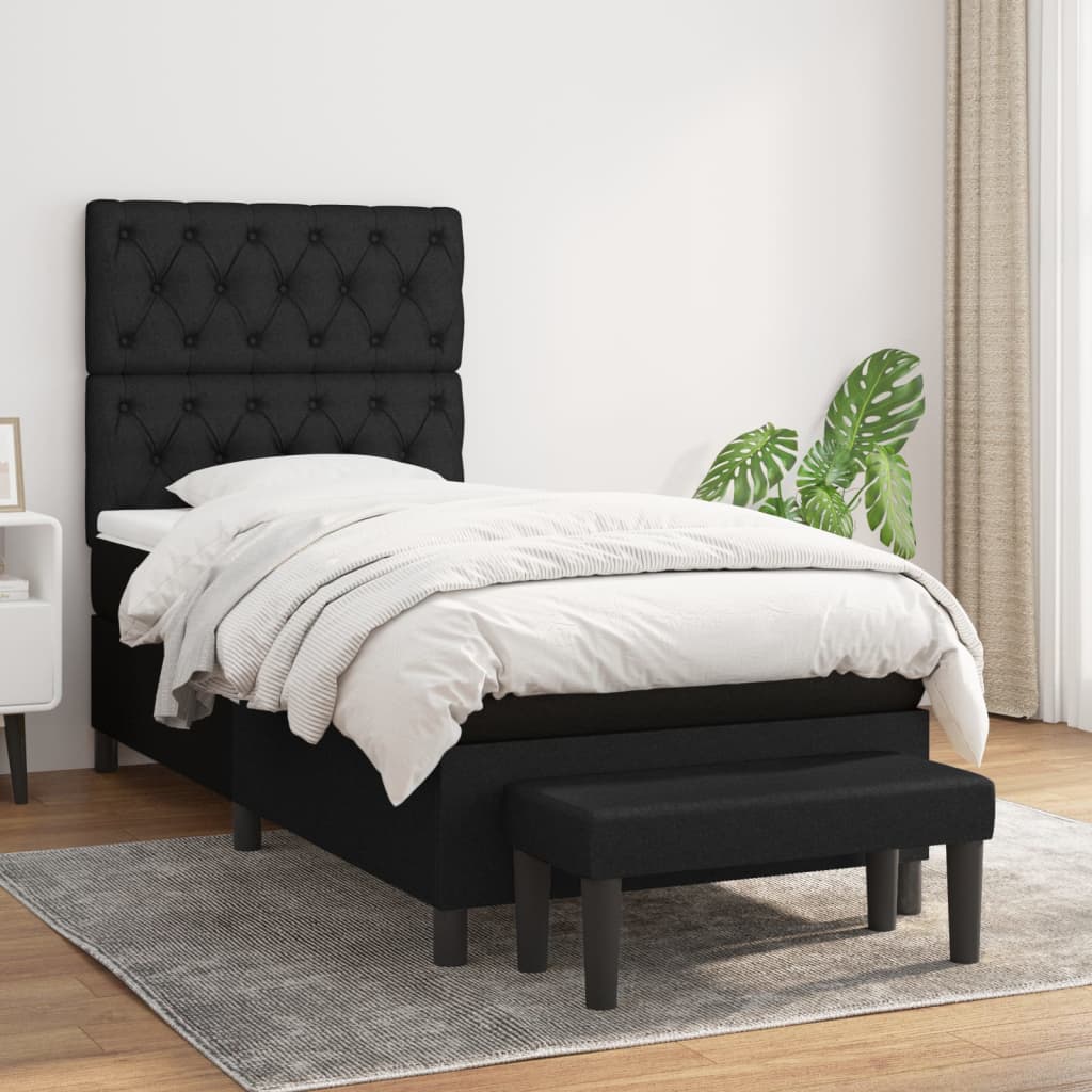 Lit À Ressorts Avec Tête De Lit Tissu